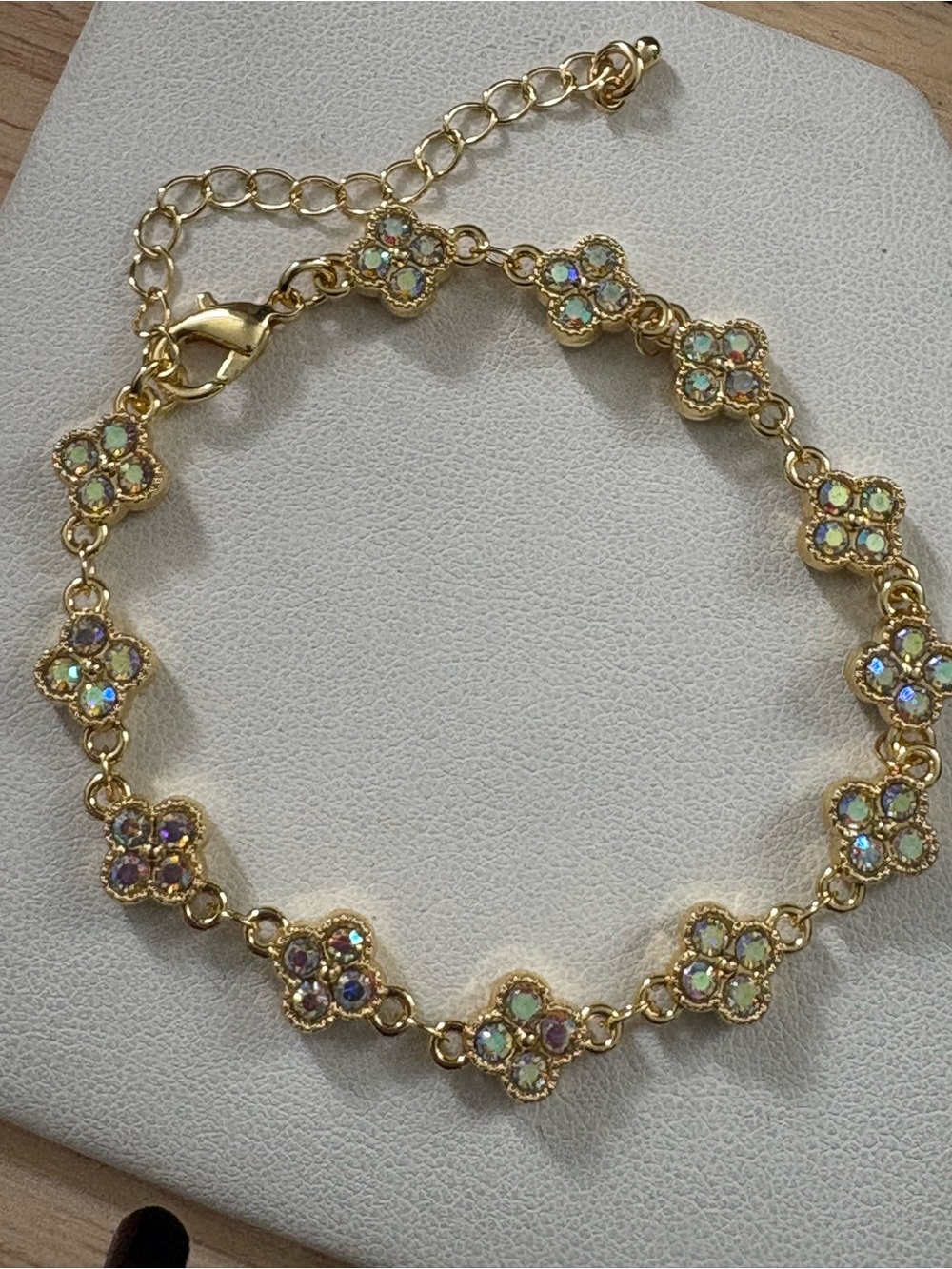 14K GP Iridescent Clover Bracelet